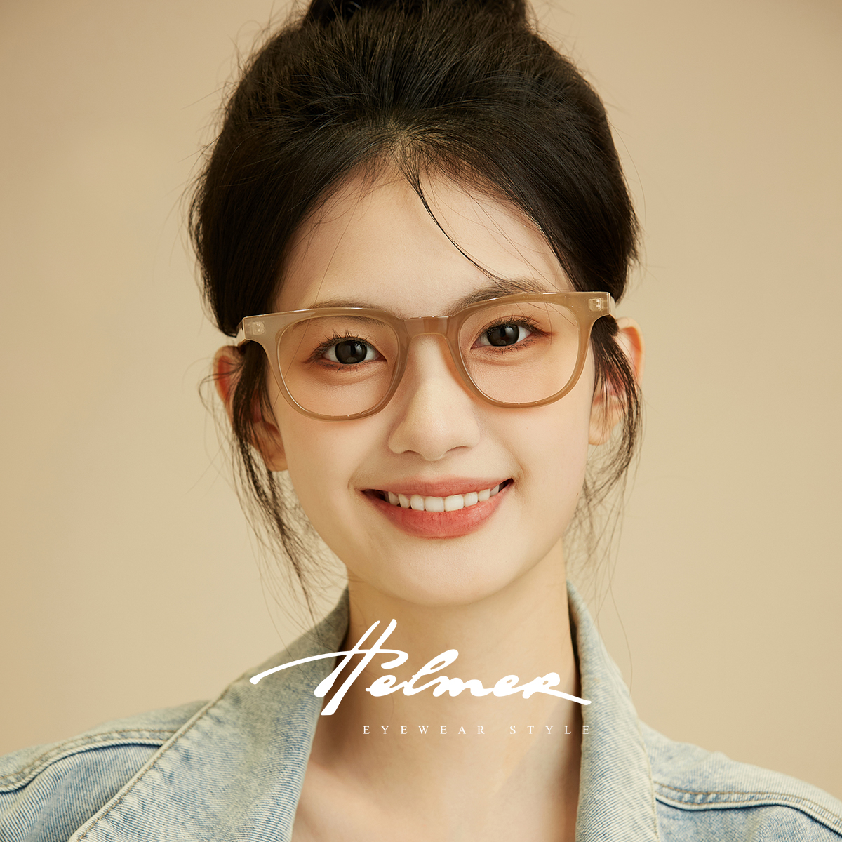 HELMER超轻黑框度数女时尚近视防蓝光黑框平光小脸眼镜架潮流3310
