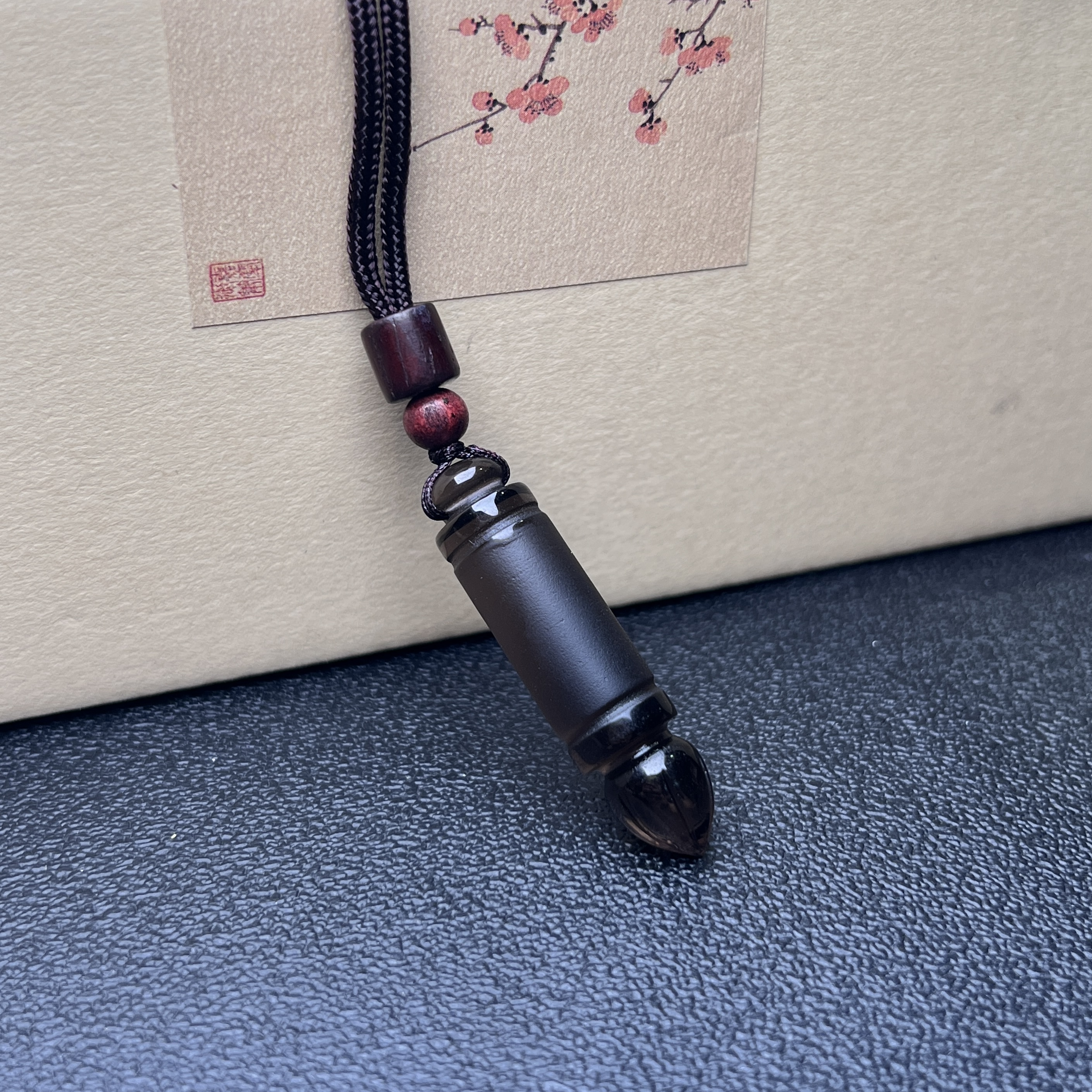 黑曜石毛笔吊坠女款冰底珠宝玉石黑曜岩首饰挂件男   @只发一件