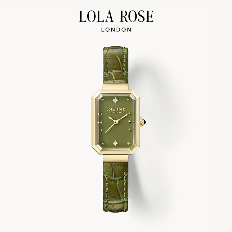 LolaRose罗拉玫瑰皮带方糖小绿表女士百搭手表自播