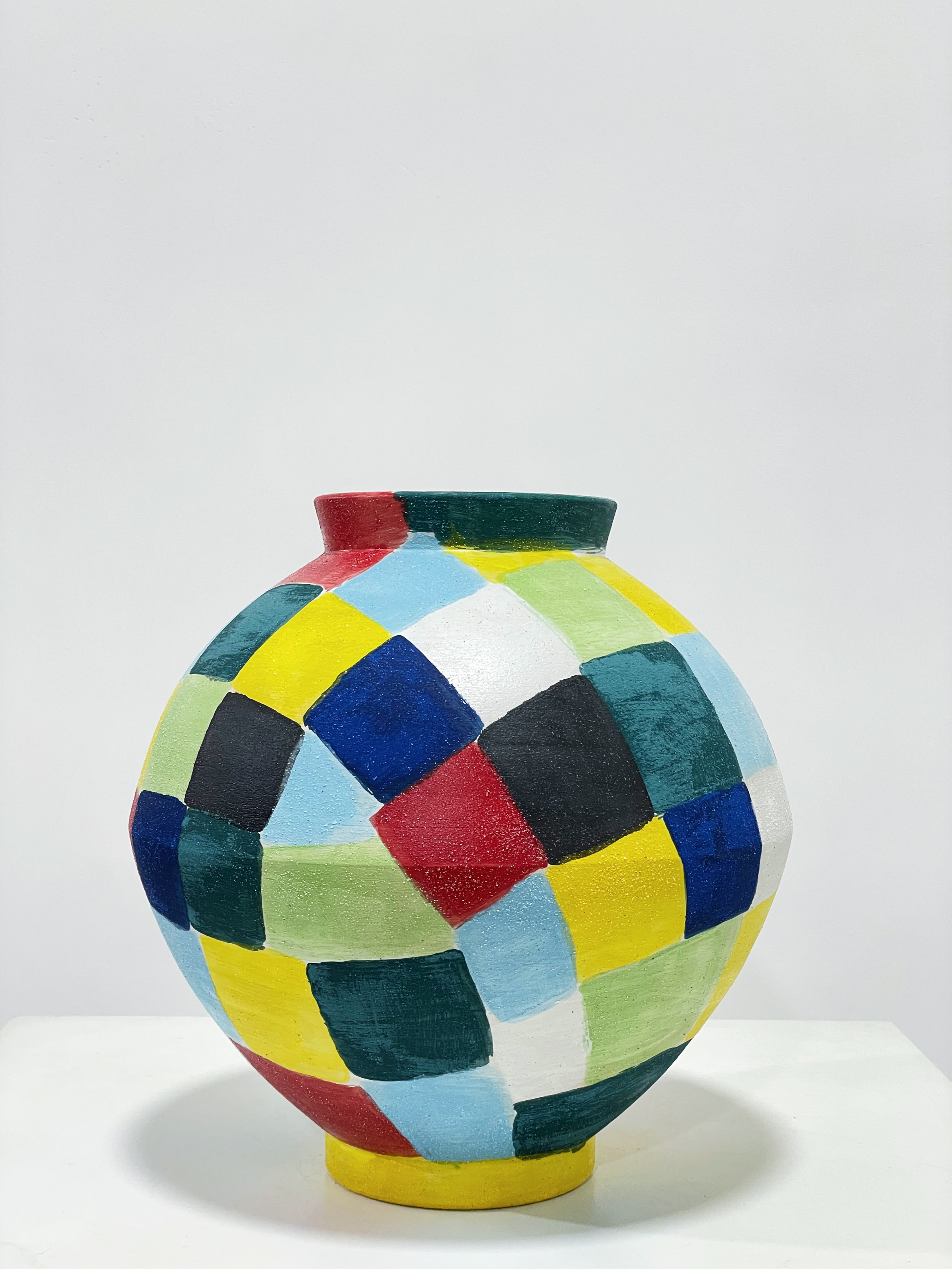 彩色手绘格子化妆土水培花瓶