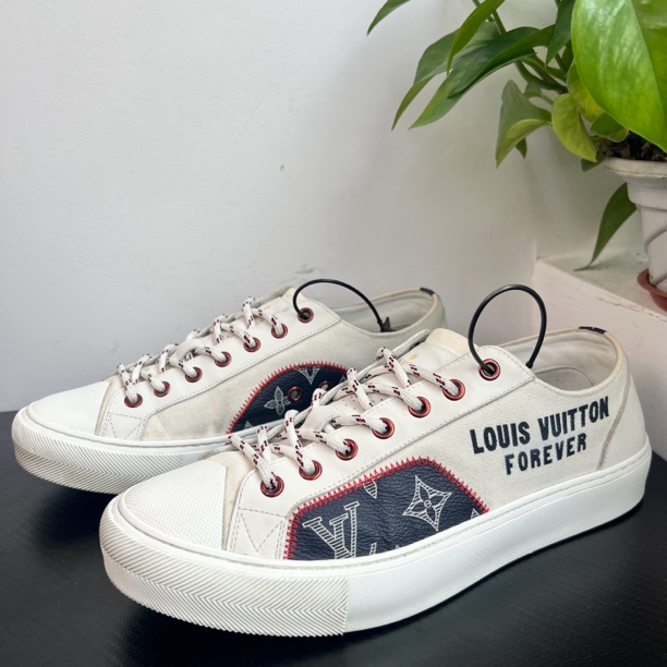 95新 LouisVuitton/路易威登 42欧码帆布老花板鞋时尚