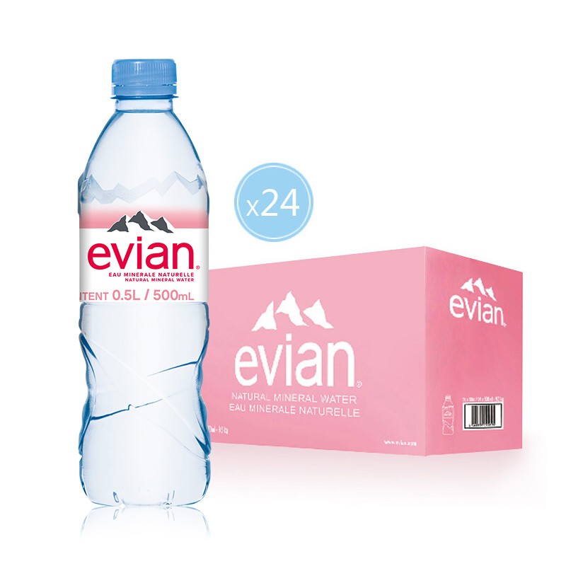 依云（evian）500*24瓶天然矿泉水 法国原装进口 新老包装随机发