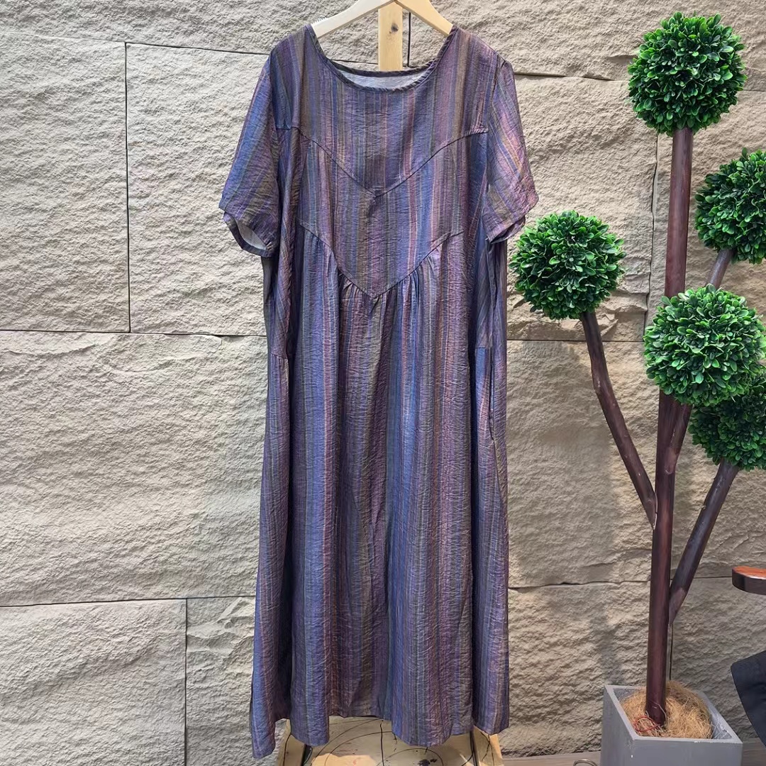 7003新款夏季气质优雅减龄显瘦倒三角阔版连衣裙QZ