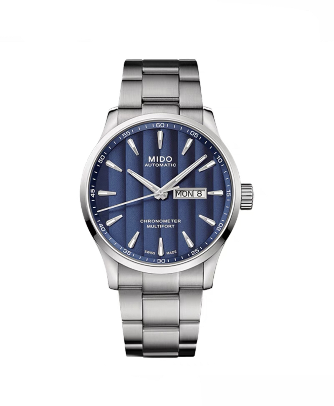 99新 Mido/美度 舵手蓝盘/双日历/天文台/硅游丝/表径42男士腕表