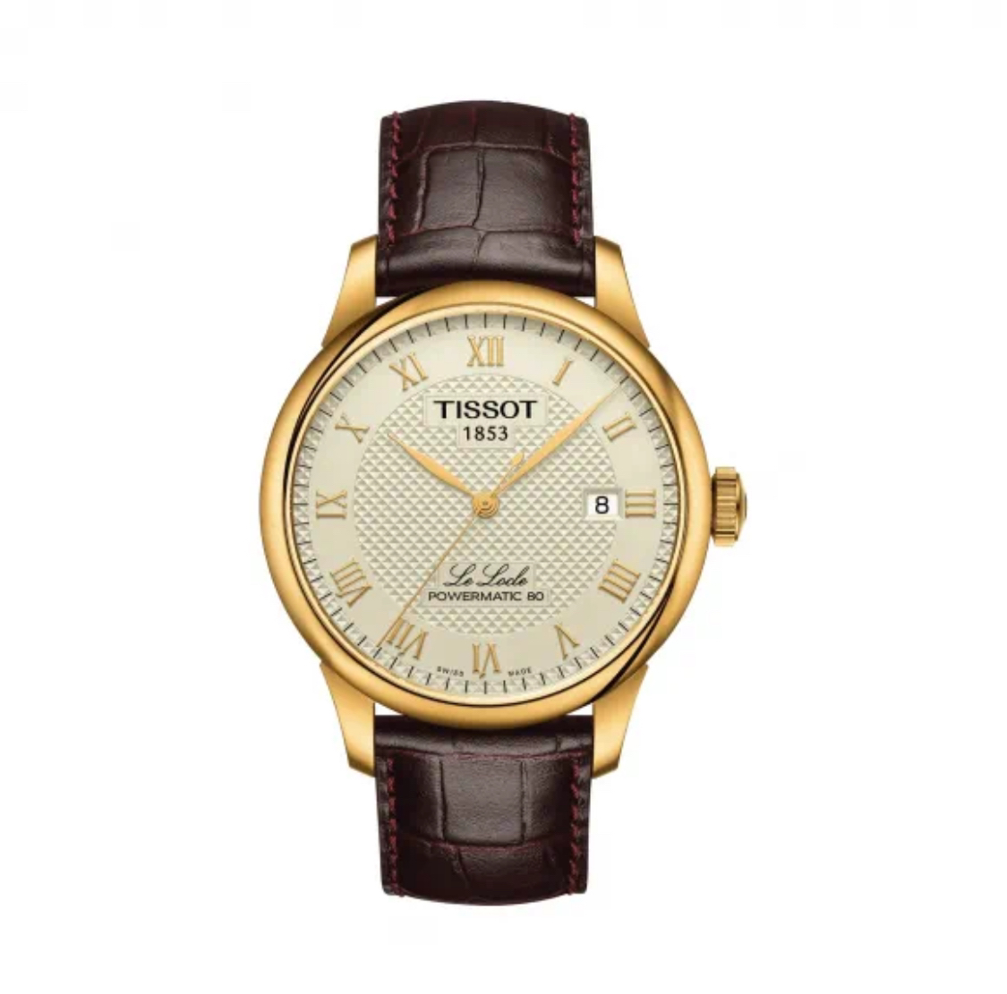 99新 Tissot/天梭 力洛克白盘间金皮带款/表径39.3mm男士简约腕表