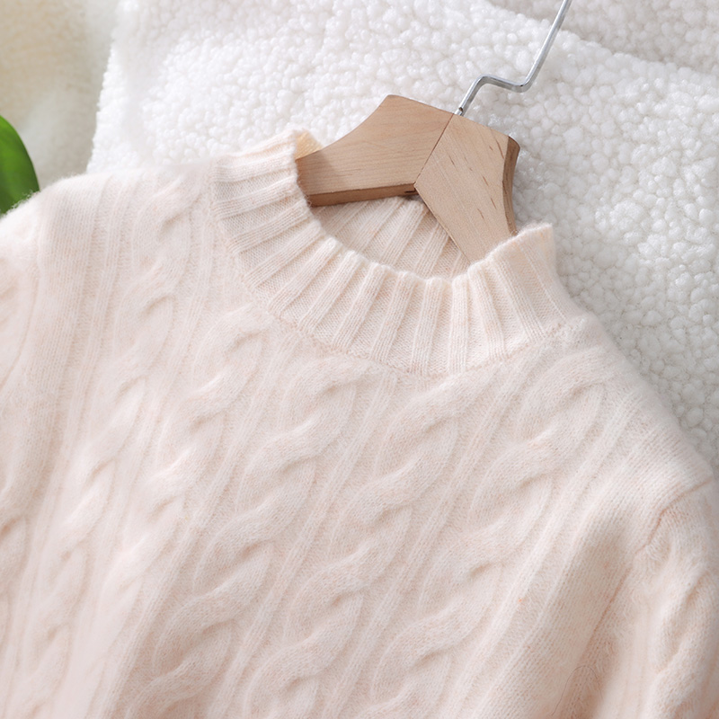 高端半高领儿童纯羊毛衫男女童装中大童时尚麻花软糯毛衣套头打底