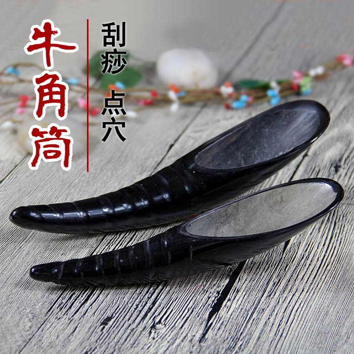 纯黑刮疗板面部脸部拨筋棒美容棒瘦脸淋巴牛角全身通用颈部黑色
