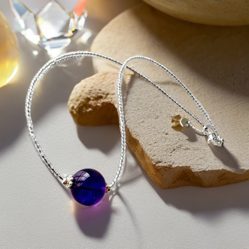 【店铺人气王】天然水晶紫水晶（乌拉圭浓郁字）吊坠时尚百搭锁骨链