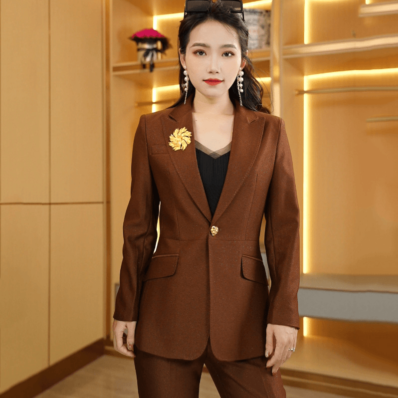 2024秋冬新款美拉德高端气质女神范西装套装时尚长袖西服两件套