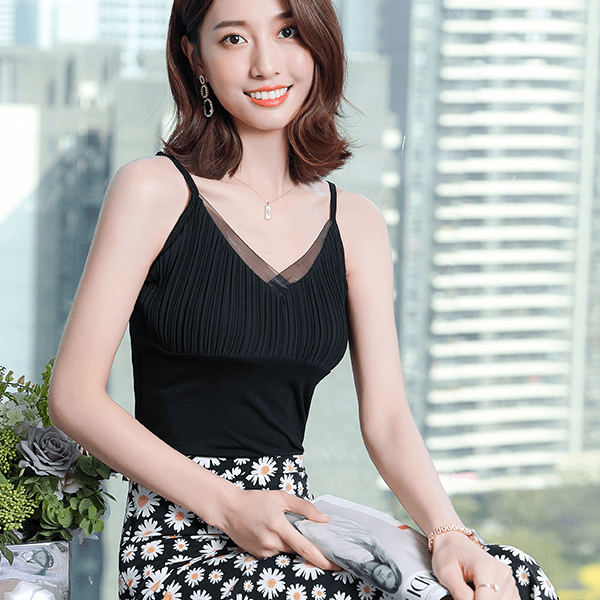 【AM·阿蔓】洋气性感美背小吊带春夏内搭打底纯色修身外传蕾丝背心