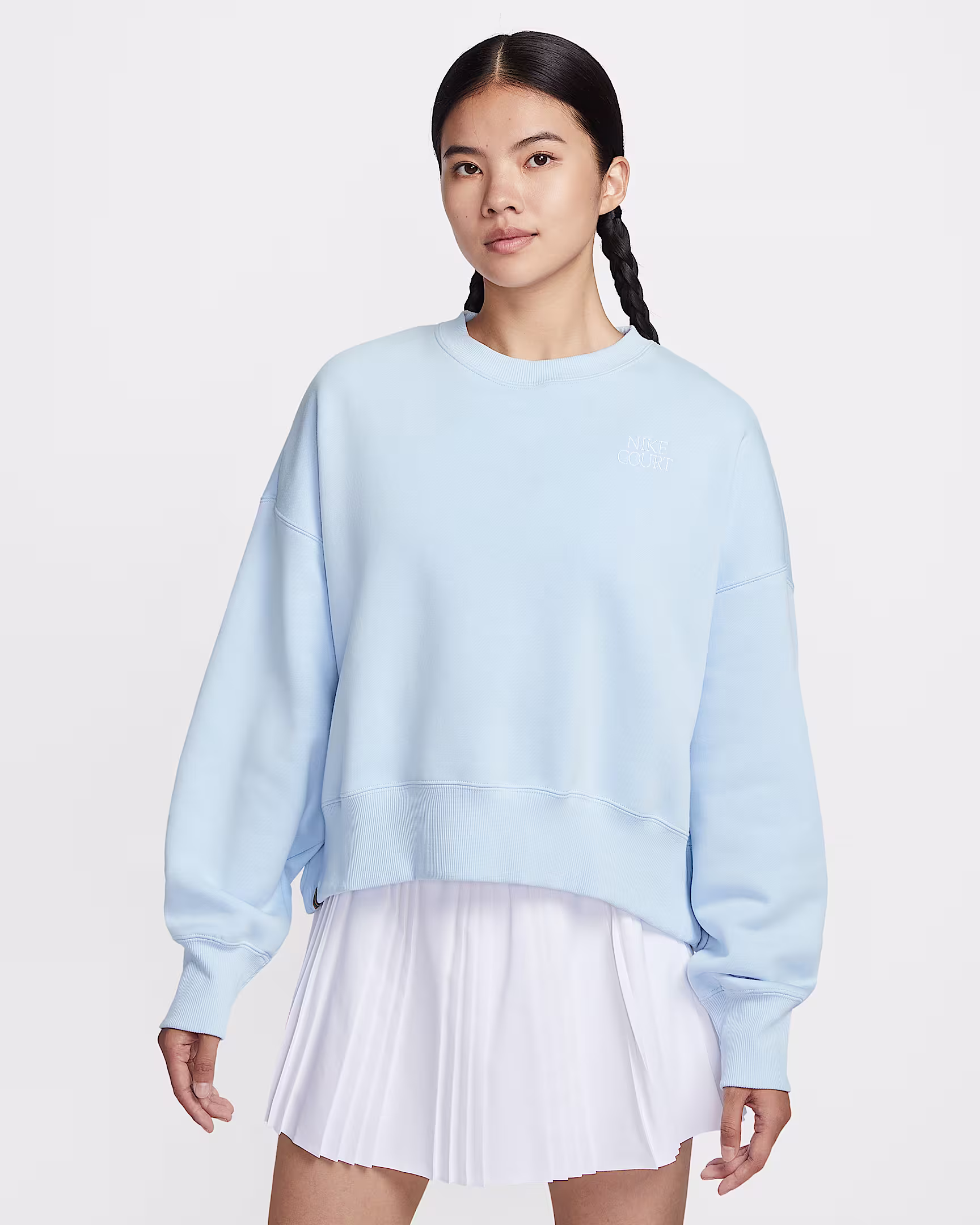 NIKE/耐克官方正品 女子蓝色针织圆领套头卫衣百搭休闲IO0485-441