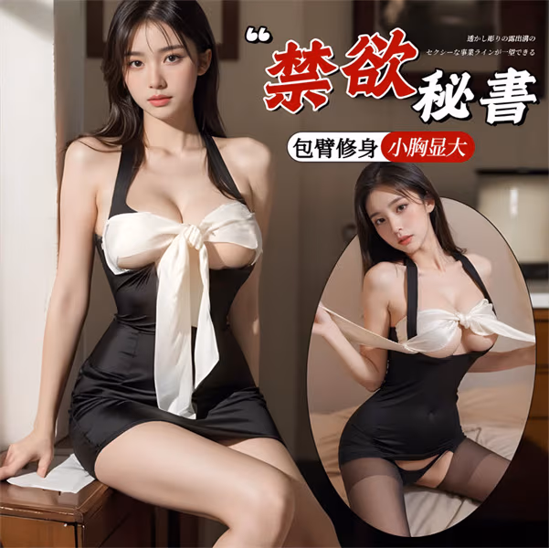 【揽月】性感白色连体蝴蝶绑带包臂裙睡衣修身御姐辣妹家居服