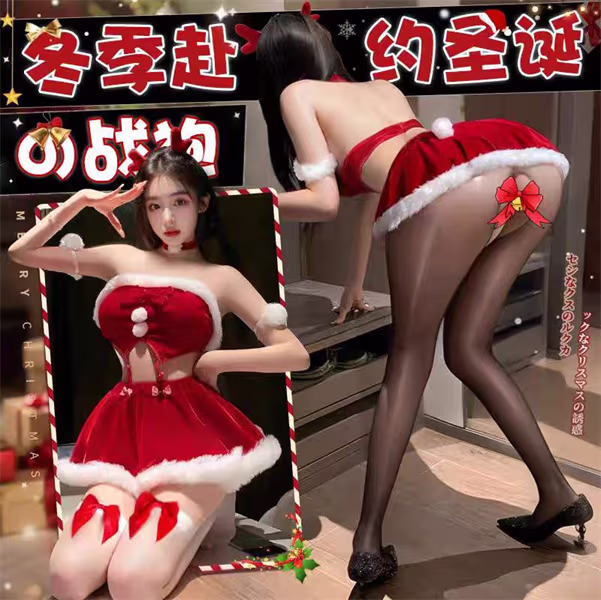 【蜜桃】性感圣诞麋鹿睡裙御姐纯欲辣妹吊带睡衣家居服S9