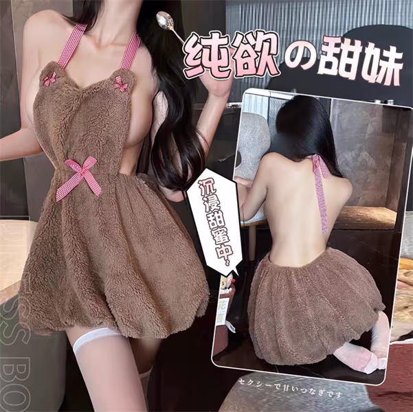 【花花】性感毛绒小熊御姐轻奢背心吊带迷人纯欲辣妹家居服