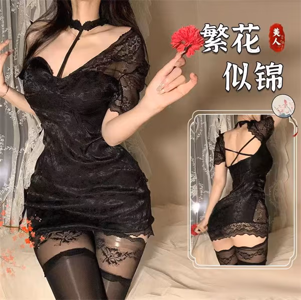 【迷雾】性感蕾丝御姐睡衣纯欲包臂轻奢修身睡裙家居服A132