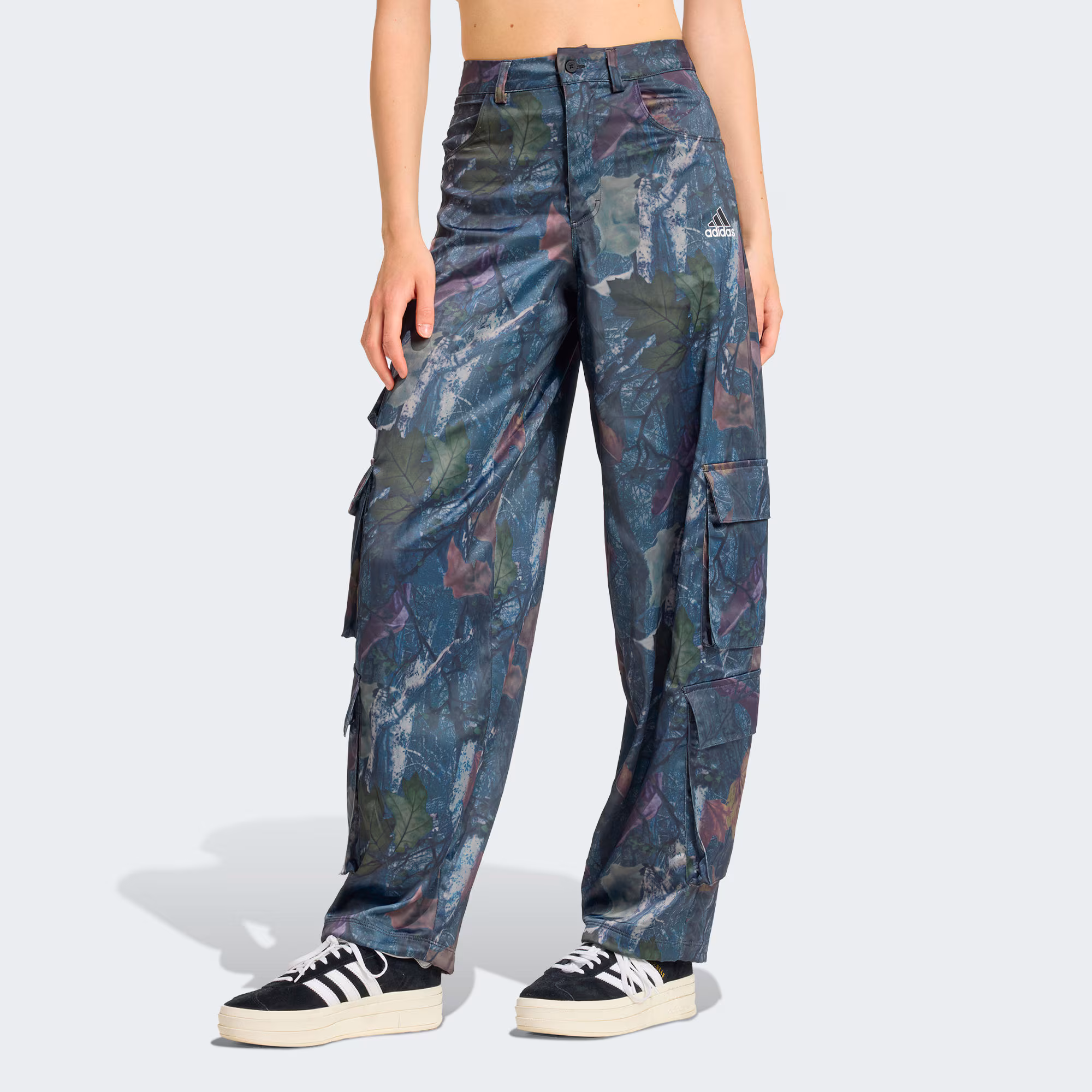 adidas/阿迪达斯CARGO JOGGERS 缎面印花工装多口袋运动裤KE3741
