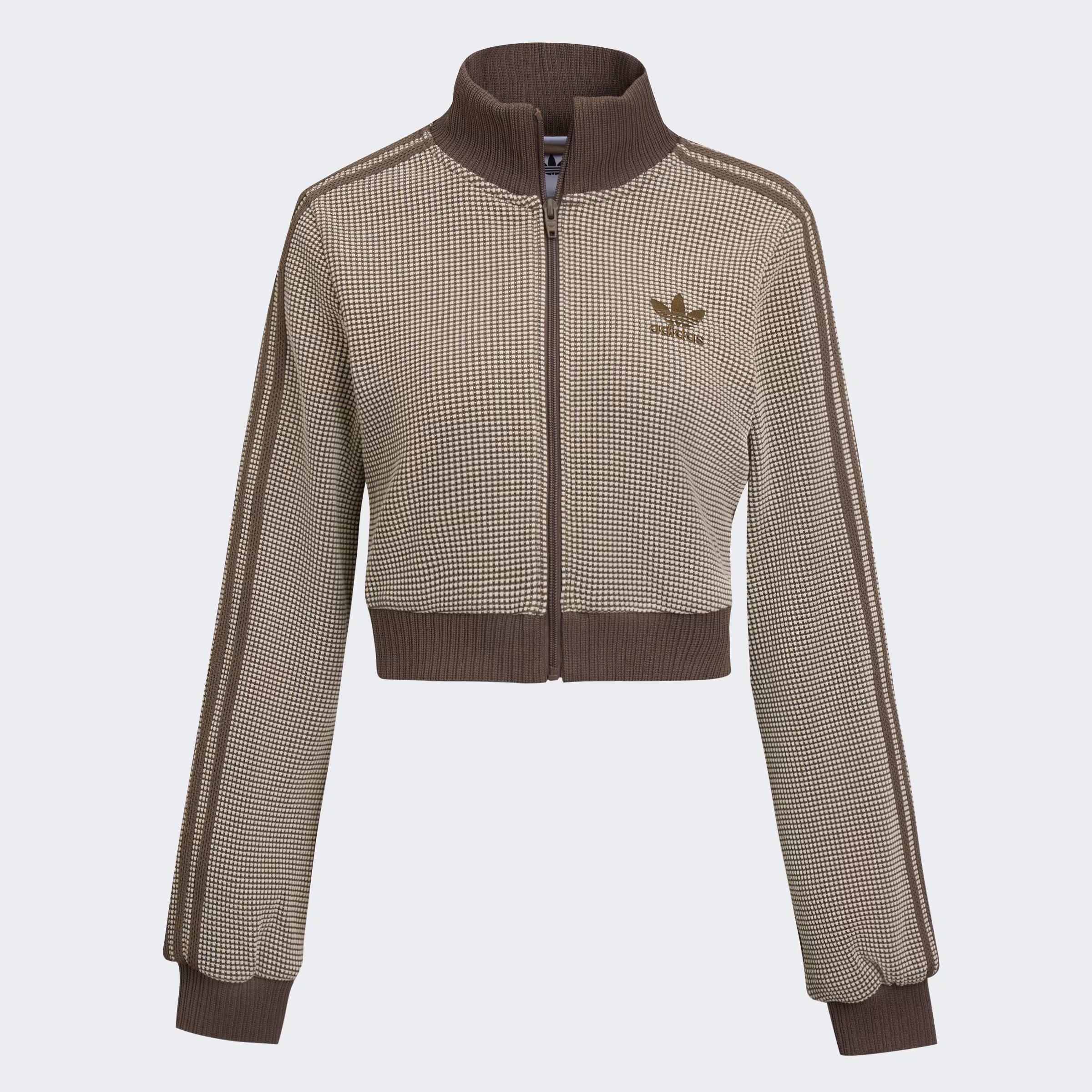 adidas/阿迪达斯女子华夫格短款立领针织运动修身夹克外套KC2645