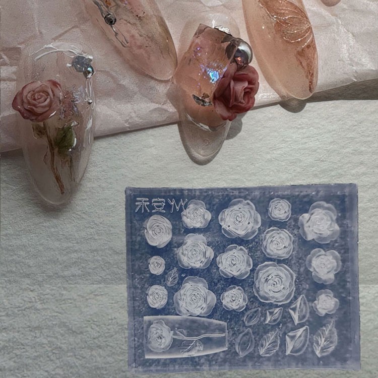网红美甲模具玫瑰花茉莉硅胶雕花安禾YMY美丽城堡BAMBOO联名正版