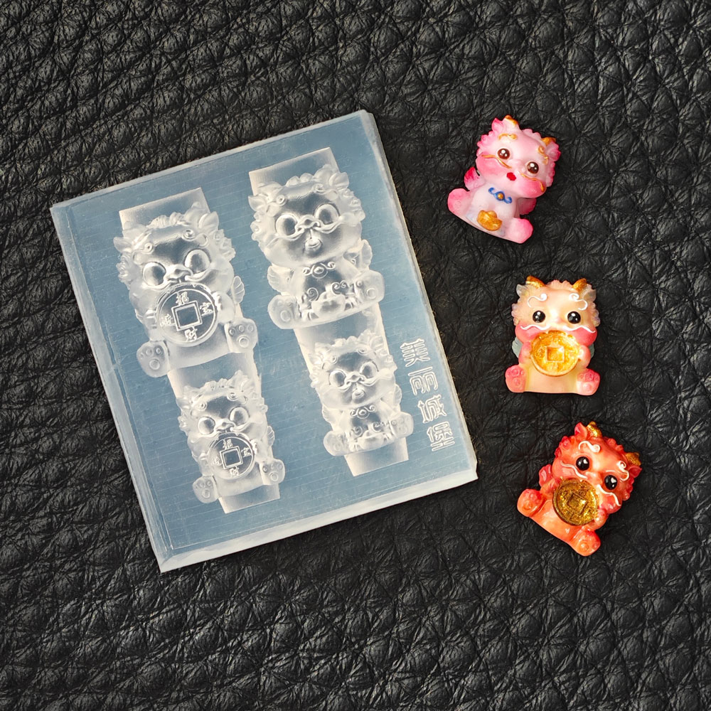 美甲雕花模具卡通可爱龙新年龙年硅胶醒狮美丽城堡精品正版磨具