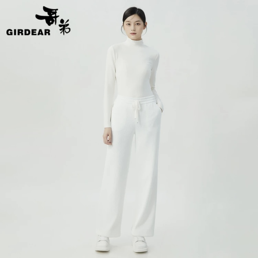 GIRDEAR/哥弟新秋冬热力感网红宽松显瘦雪尼尔轻奢直筒裤1100280