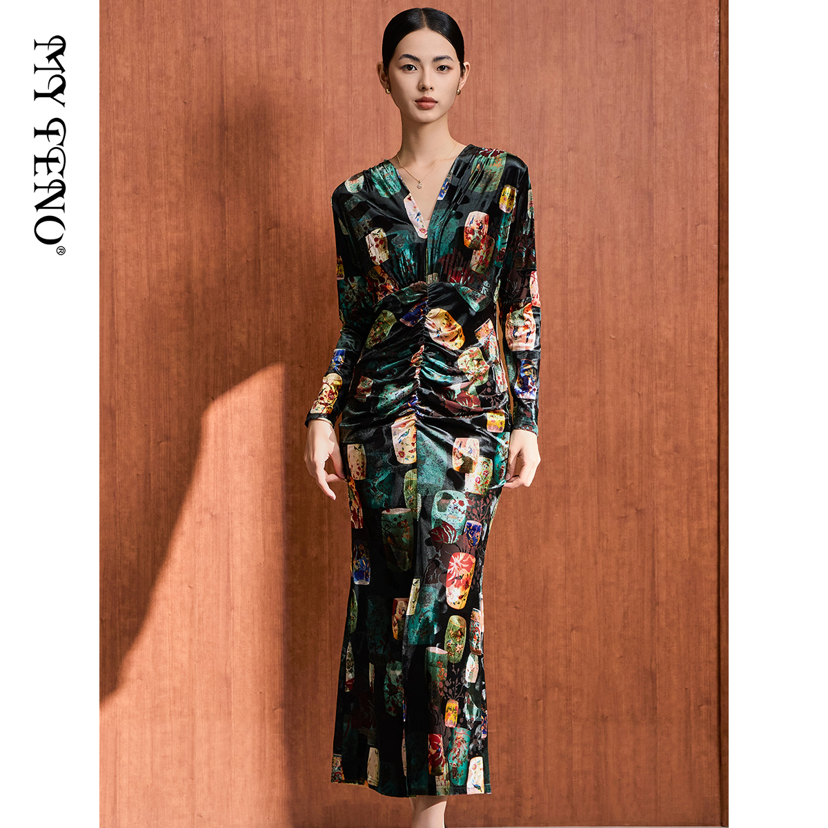 MY TENO/马天奴马天奴复古印花气质显瘦设计师连衣裙VDA478DRX0