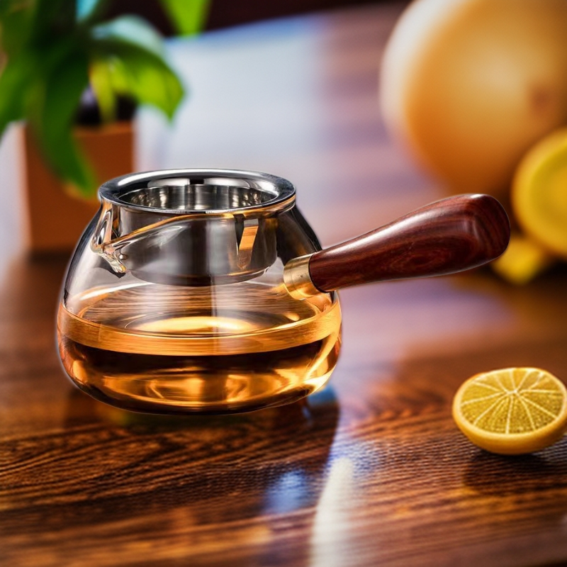 加厚侧把公杯分茶器茶漏功夫茶具耐热玻璃公道杯茶漏一体茶海茶滤