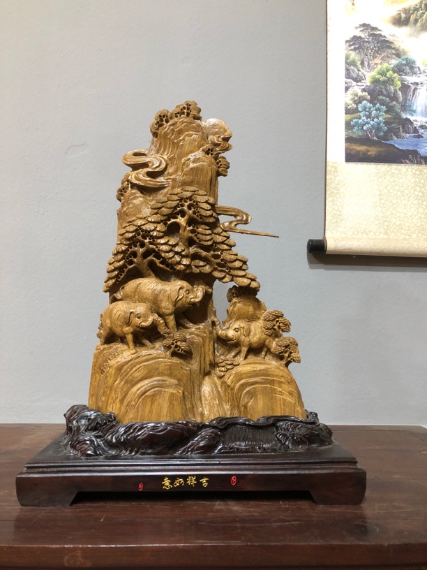 沉香摆件家居客厅摆放寓意极好外框尺寸：长44宽23高60