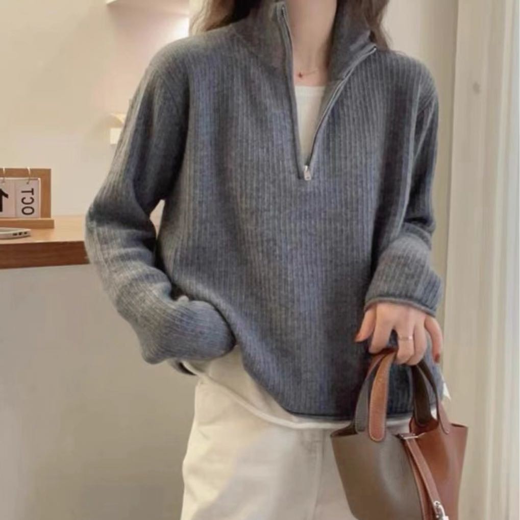 假两件羊绒针织衫女秋装新款时尚宽松百搭毛衣72226#