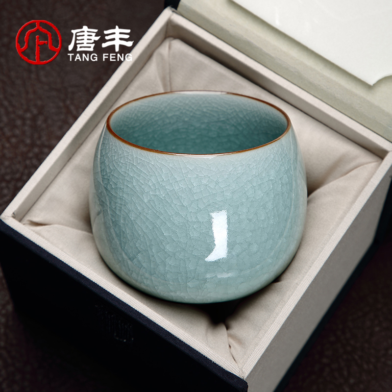 唐丰汝窑开片茶杯主人杯冰裂纹品茗个人茶盏茶具单杯主人杯家用