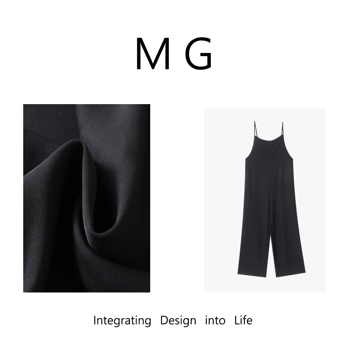 【MG】极简背带裤 新款定制进口天丝亚麻黑色背带裤长裤女DG-80063