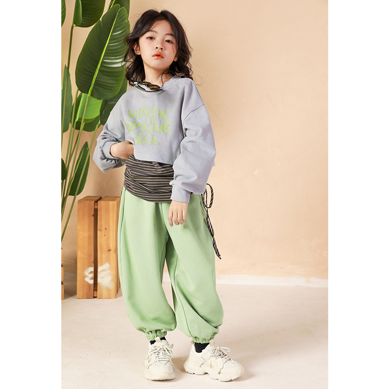 雨星雨嫣秋装女童2025春秋季新款儿童洋气字母上衣大童两件套卫衣