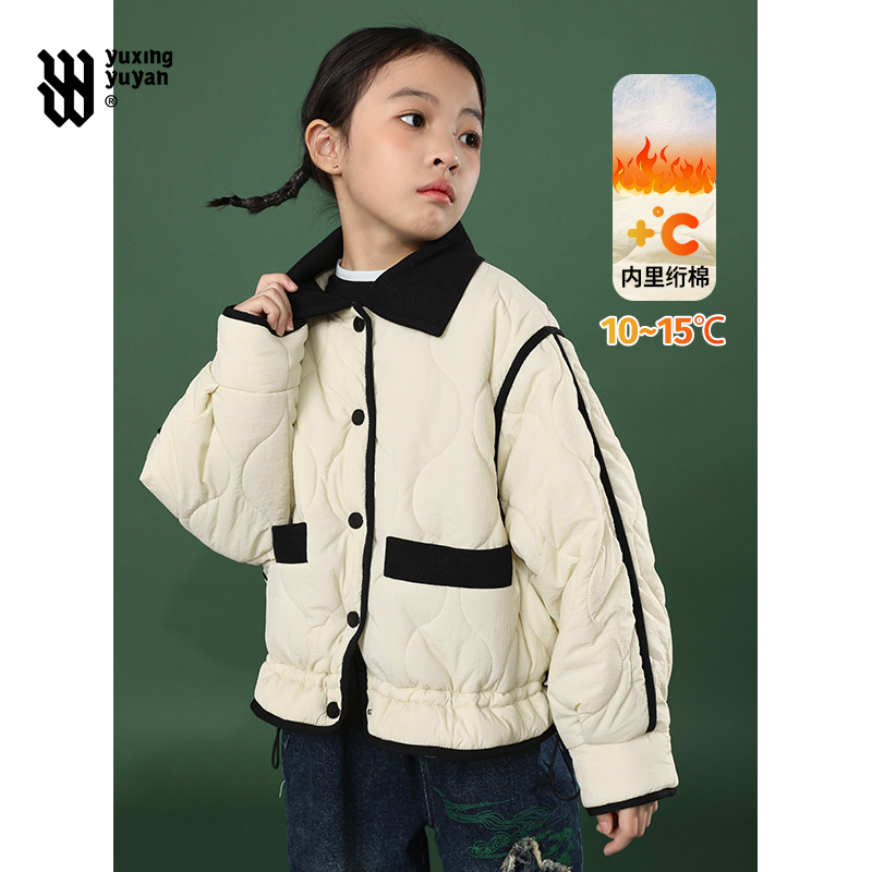 女童外套棉服秋冬款2025新款中大童儿童短款洋气夹棉保暖棉衣上衣