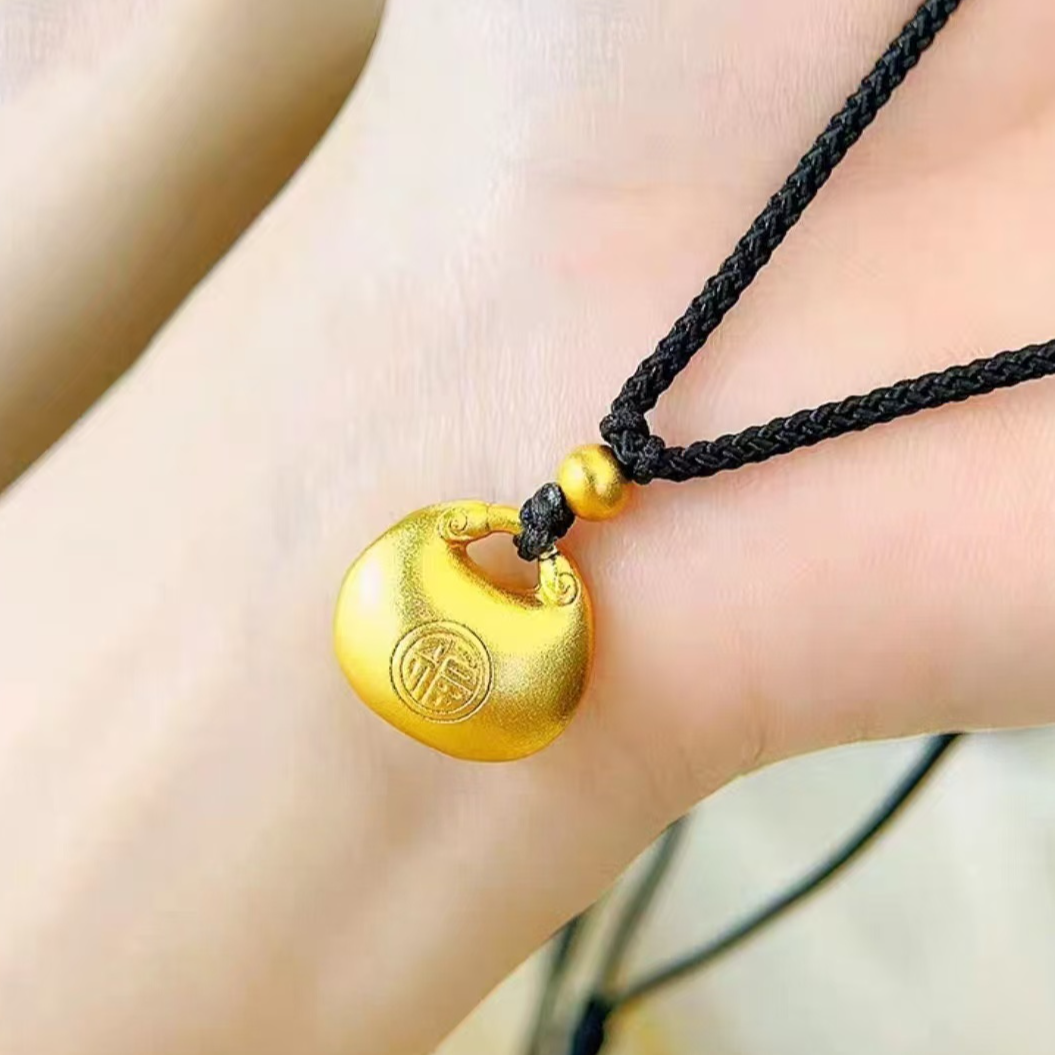 铜吊坠 胖福项链吊坠镀金小金福挂坠手工编绳素款时尚