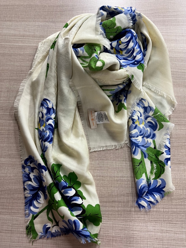 全新未使用 TORY BURCH/汤丽柏琦 1395 印花大披肩 羊毛保暖围巾