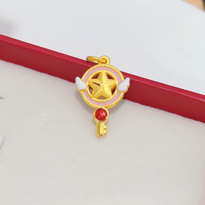 【雨文珠宝】足金999美少女星芒杖钥匙魔法棒时尚可爱女生宝宝吊坠