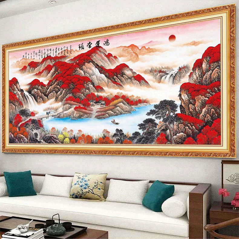K100十字绣FJ0778名画鸿运当头珍藏版客厅大幅风景40色满绣无勾边