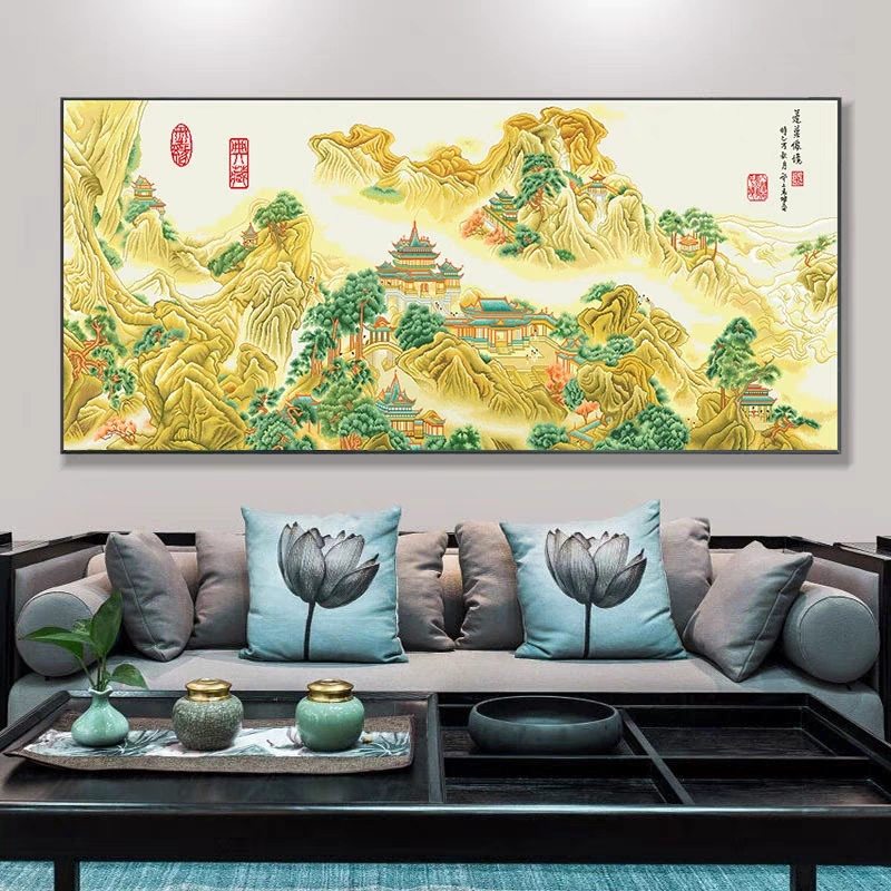 蓬莱仙境图十字绣2023新款线绣中国风景名画大客厅卧室自己绣65色