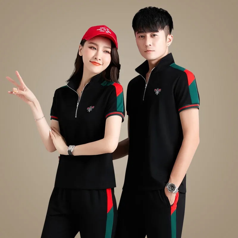 情侣装棉质新款潮流夏季短袖长裤男女团购薄款运动休闲短袖套装潮