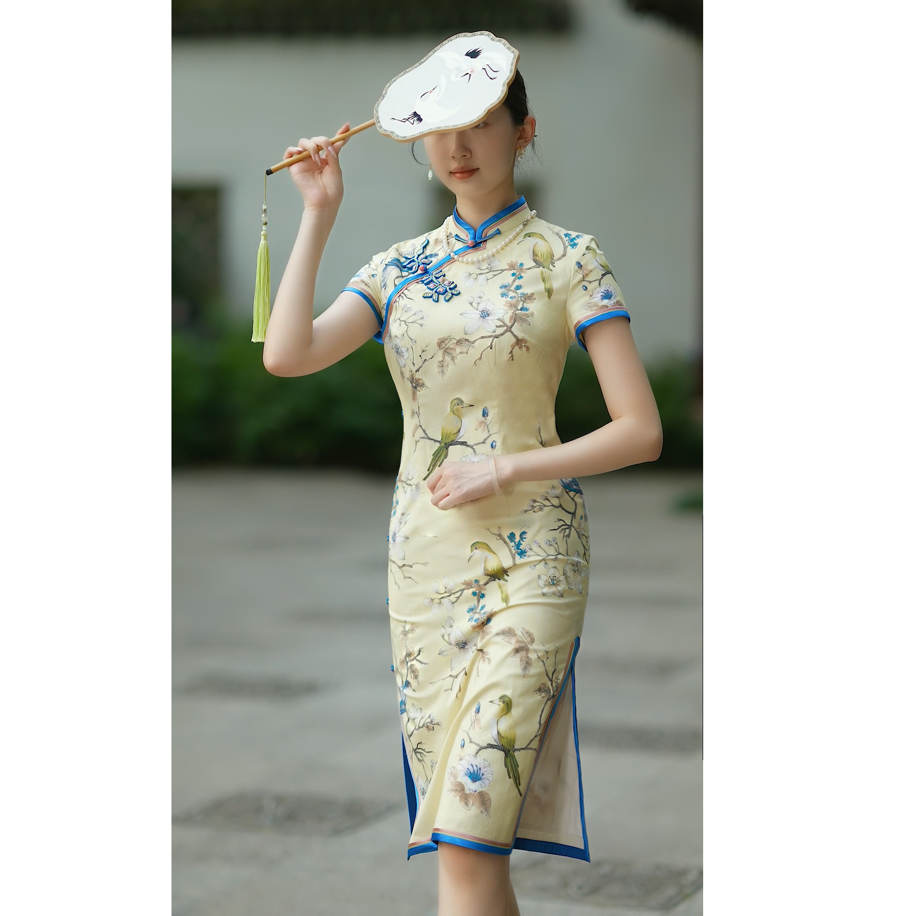 手工旗袍54087 金吴针旗袍裙全开襟棉布双层气质优雅日常修身夏季