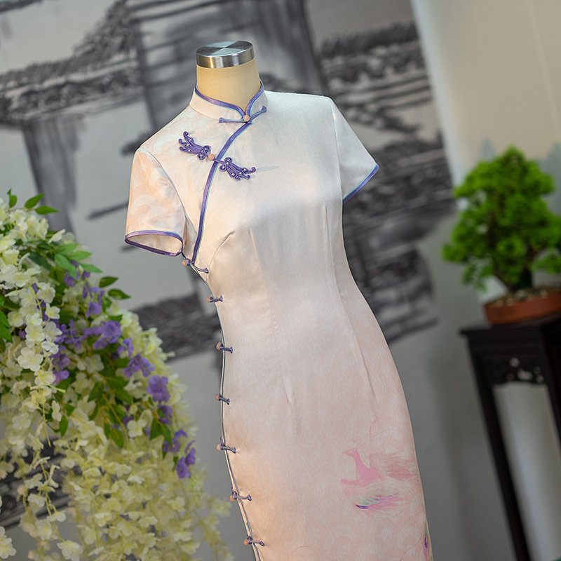 金吴针 55901 55899中国风旗袍双层气质优雅修身显瘦中长款日常