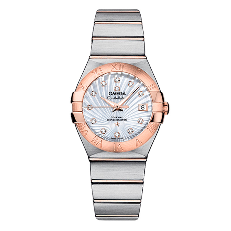 95新 Omega/欧米茄 星座/机械/27mm/女表镶钻123.20.27.20.55.001