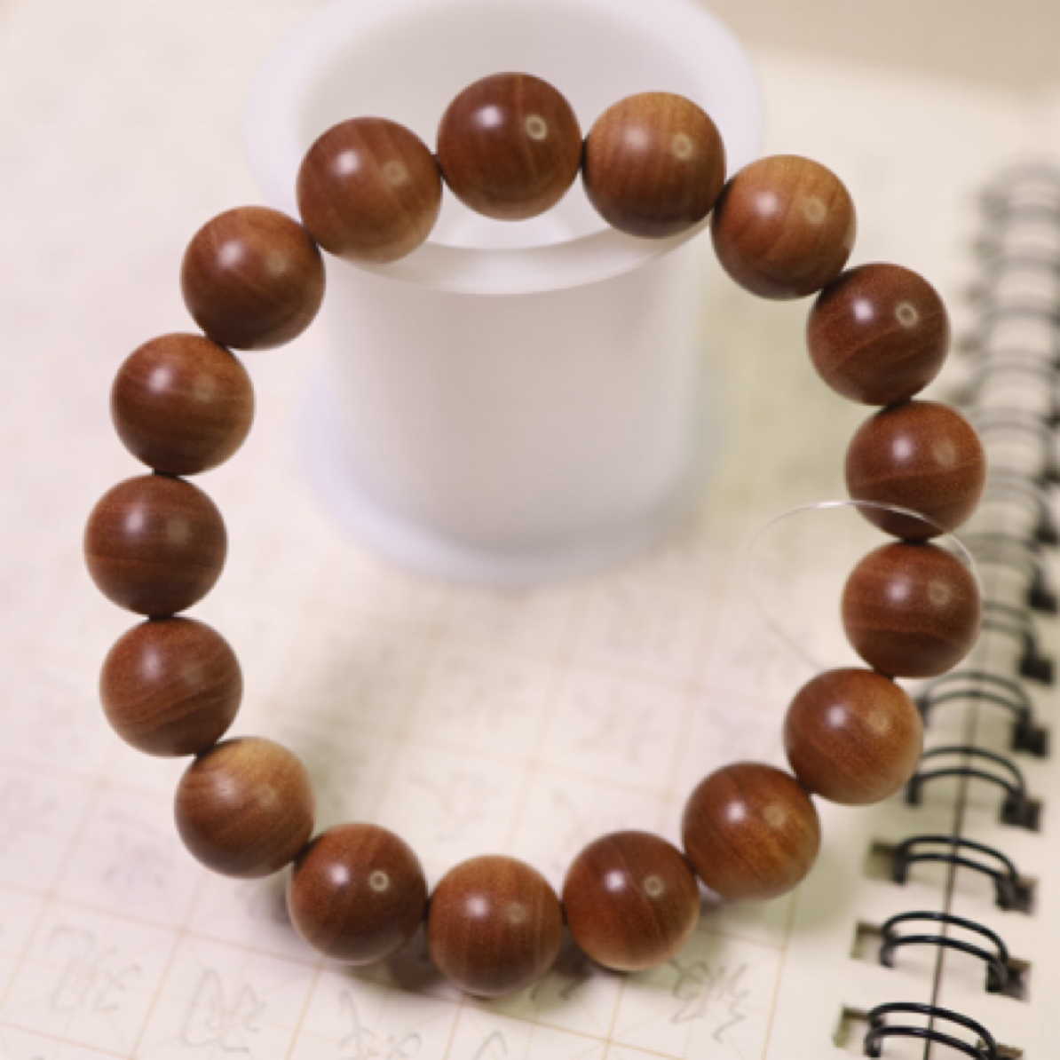 印度老山檀1.2*17颗黑肉虎皮单圈手串《沉水级》