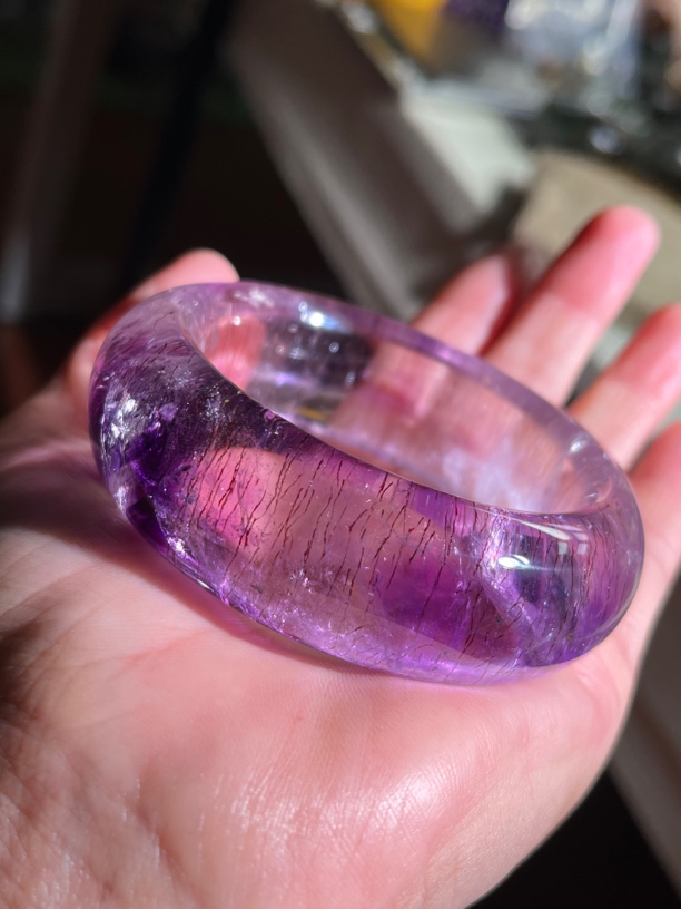 水晶手镯紫发口径54宽22.6厚12.6