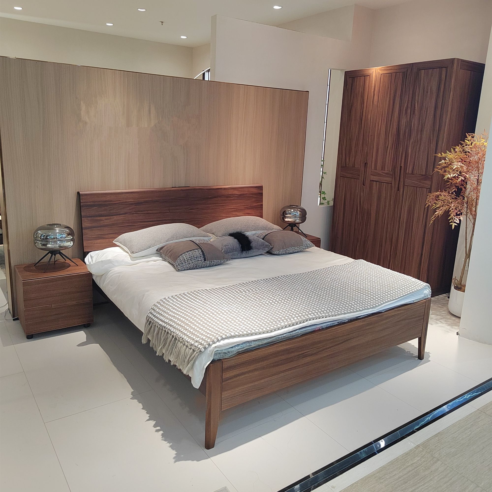 老三严选主材南美胡桃木主材轻奢中式简约主卧北欧可加储物实木床