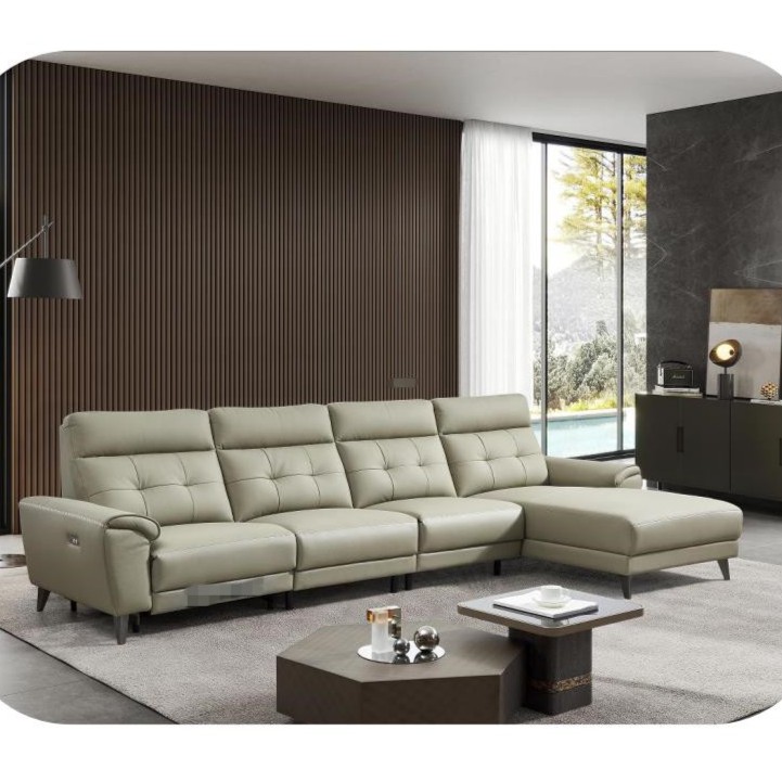 老三严选皮艺时尚轻奢简约意式客厅头层牛皮电动功能太空舱皮沙发