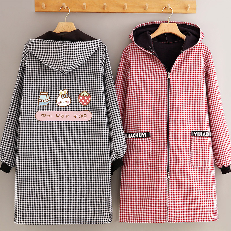 加绒加厚罩衣女韩版长袖围裙防水家用厨房做饭防污大人工作服定制