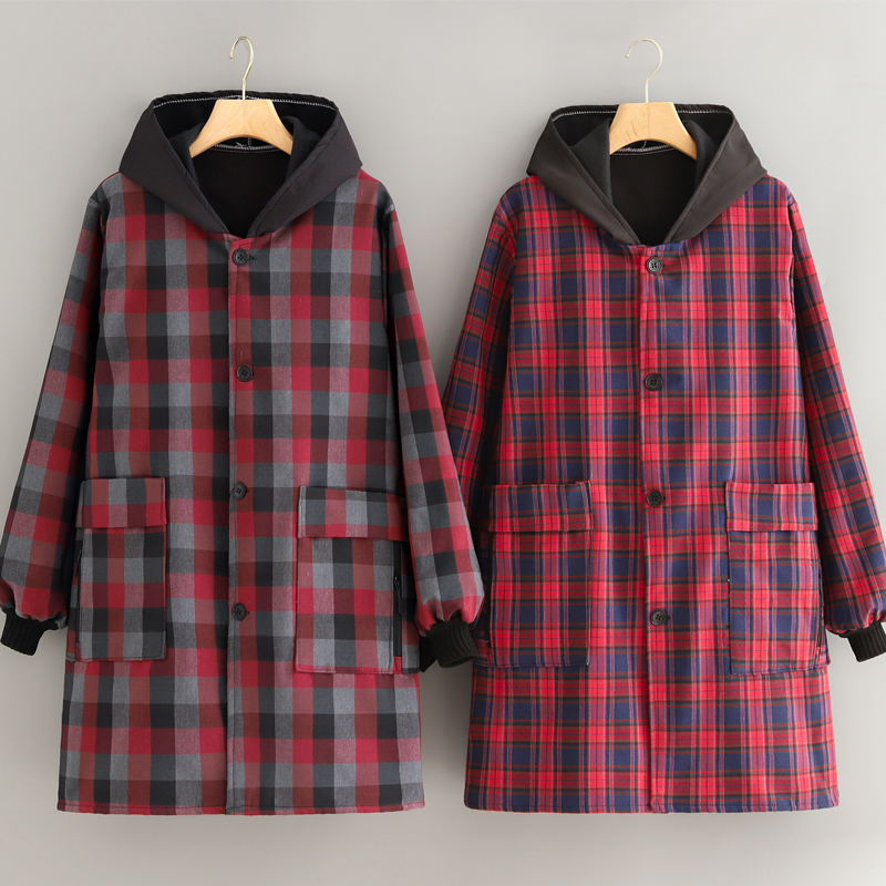 加绒保暖正穿外套时尚家用厨房加厚长袖围裙大人耐脏工作服罩衣女