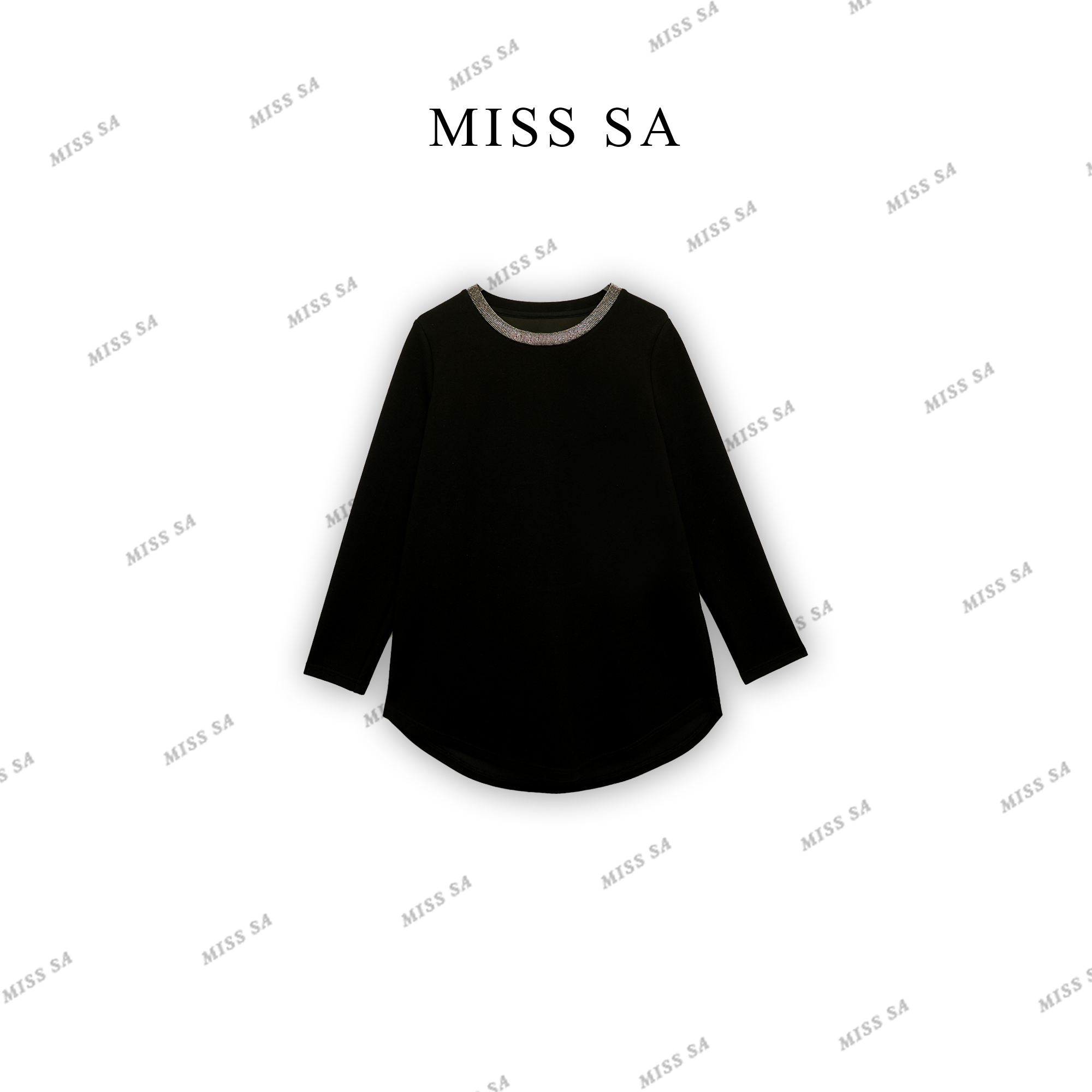 MISS SA 秋冬新款百搭休闲纯色圆领设计上衣 24109618