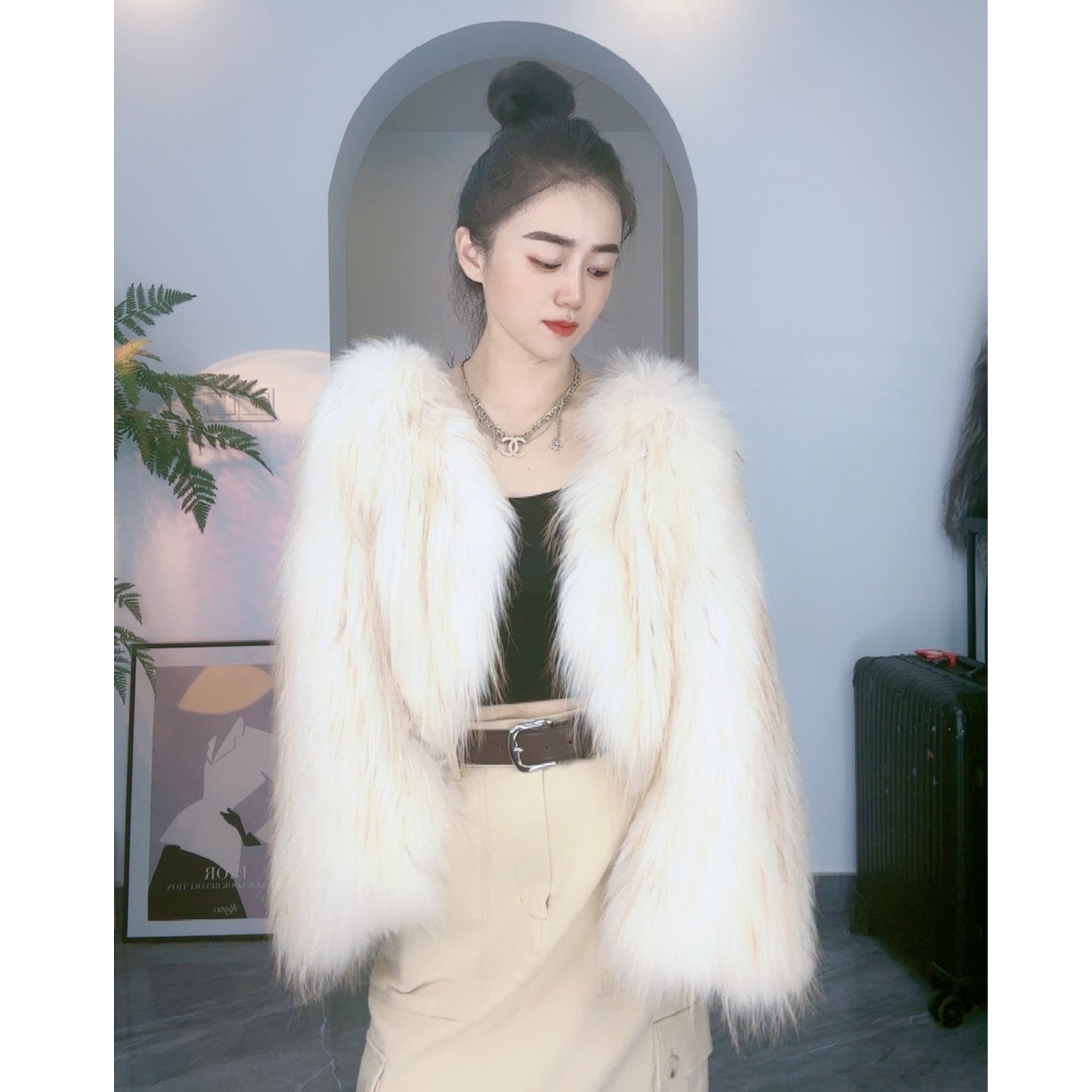 2024新款貉子毛外套秋冬宽松设计师