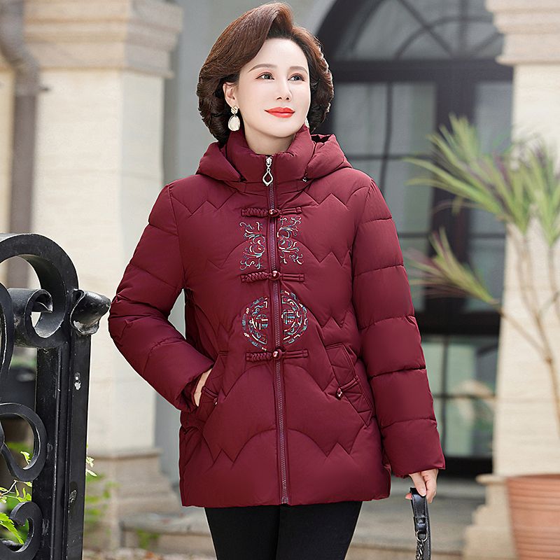 中老年奶奶加厚女冬装新款棉服棉袄中老年人妈妈连帽外套冬季棉衣